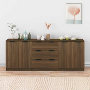 vidaXL, vidaXL 3-tlg. Sideboard Braun Eiche-Optik Holzwerkstoff