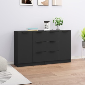 vidaXL, vidaXL Sideboards 2 Stk. Schwarz 60x30x70 cm Holzwerkstoff