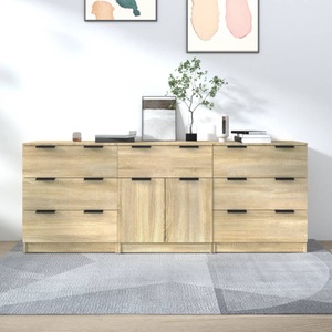 vidaXL, vidaXL 3-tlg. Sideboard Sonoma Eiche-Optik Holzwerkstoff