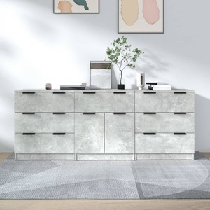 vidaXL, vidaXL 3-tlg. Sideboard-Set Betongrau Holzwerkstoff