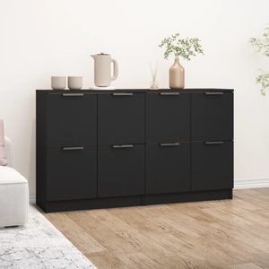 vidaXL, vidaXL Sideboards 2 Stk. Schwarz 60x30x70 cm Holzwerkstoff