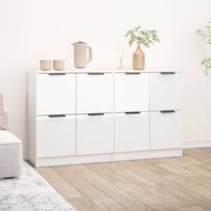 vidaXL, vidaXL Sideboards 2 Stk. Hochglanz-Weiß 60x30x70 cm Holzwerkstoff