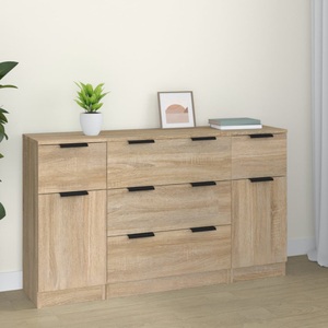 vidaXL, vidaXL 3-tlg. Sideboard-Set Sonoma-Eiche Holzwerkstoff