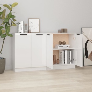 vidaXL, vidaXL Sideboards 2 Stk. Hochglanz-Weiß 60x30x70 cm Holzwerkstoff