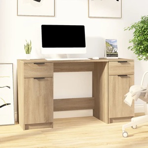 vidaXL, vidaXL Schreibtisch mit Beistellschrank Sonoma-Eiche Holzwerkstoff, vidaXL Schreibtisch mit Beistellschrank Sonoma-Eiche Holzwerkstoff