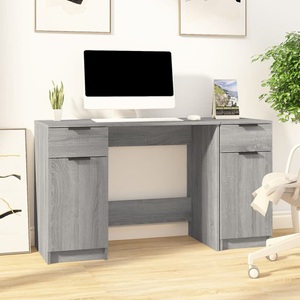 vidaXL, vidaXL Schreibtisch mit Beistellschrank Grau Sonoma Holzwerkstoff, vidaXL Schreibtisch mit Beistellschrank Grau Sonoma Holzwerkstoff