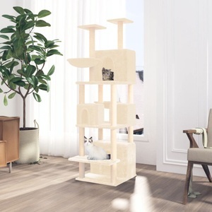 vidaXL, vidaXL Kratzbaum mit Sisal-Kratzsäulen Creme 180 cm, 