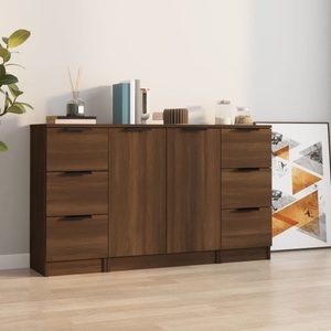 vidaXL, vidaXL Sideboards 3 Stk. Braun Eichen-Optik Holzwerkstoff