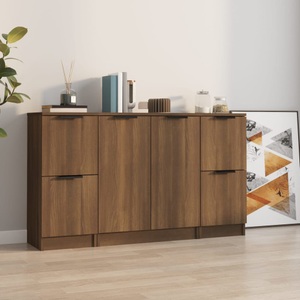 vidaXL, vidaXL Sideboards 3 Stk. Braun Eichen-Optik Holzwerkstoff
