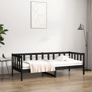 vidaXL, vidaXL Tagesbett Schwarz 90x190 cm Massivholz Kiefer, vidaXL Tagesbett Schwarz 90x190 cm Massivholz Kiefer