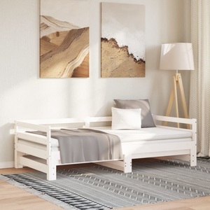 vidaXL, vidaXL Tagesbett Ausziehbar Weiß 2x(90x190) cm Massivholz Kiefer