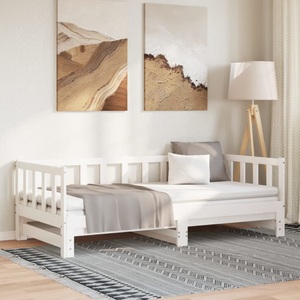 vidaXL, vidaXL Tagesbett Ausziehbar Weiß 2x(90x190) cm Massivholz Kiefer