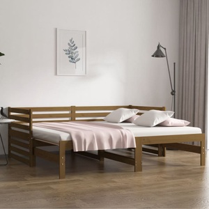 vidaXL, vidaXL Tagesbett Ausziehbar Honigbraun 2x(90x190) cm Massivholz Kiefer