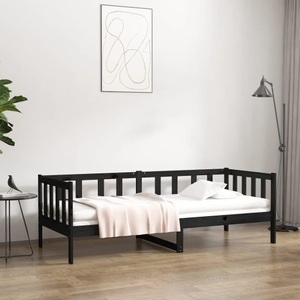 vidaXL, vidaXL Tagesbett Schwarz 80x200 cm Massivholz Kiefer, vidaXL Tagesbett Schwarz 80x200 cm Massivholz Kiefer