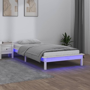 vidaXL, vidaXL Massivholzbett mit LEDs Weiß 100x200 cm