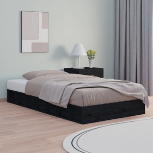 vidaXL, vidaXL Massivholzbett Schwarz 90x200 cm