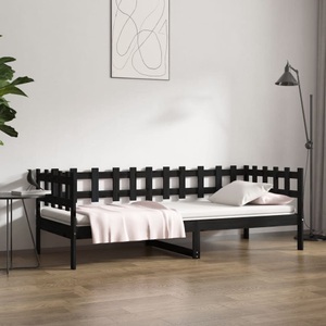 vidaXL, vidaXL Tagesbett Schwarz 90x200 cm Massivholz Kiefer