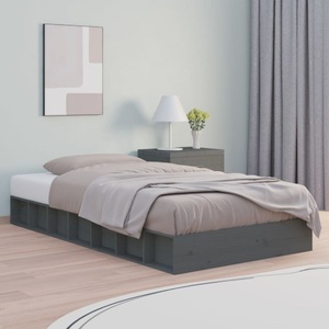 vidaXL, vidaXL Massivholzbett Grau 135x190 cm 4FT6 Double