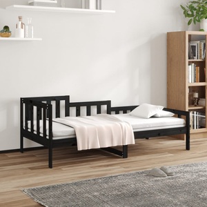 vidaXL, vidaXL Tagesbett Schwarz 90x200 cm Massivholz Kiefer, vidaXL Tagesbett Schwarz 90x200 cm Massivholz Kiefer
