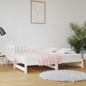 vidaXL, vidaXL Tagesbett Ausziehbar Weiß 2x(80x200) cm Massivholz Kiefer