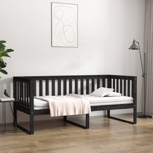 vidaXL, vidaXL Tagesbett Schwarz 90x190 cm Massivholz Kiefer, vidaXL Tagesbett Schwarz 90x190 cm Massivholz Kiefer