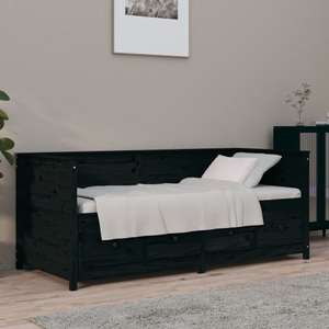 vidaXL, vidaXL Tagesbett Schwarz 100x200 cm Massivholz Kiefer, vidaXL Tagesbett Schwarz 100x200 cm Massivholz Kiefer