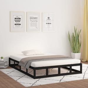 vidaXL, vidaXL Massivholzbett Schwarz 135x190 cm 4FT6 Double