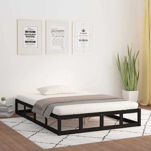vidaXL, vidaXL Massivholzbett Schwarz 140x190 cm