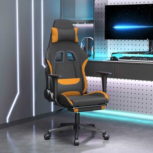 vidaXL, vidaXL Gaming-Stuhl mit Massage & Fußstütze Schwarz und Orange Stoff, vidaXL Gaming-Stuhl mit Massage & Fußstütze Schwarz und Orange Stoff