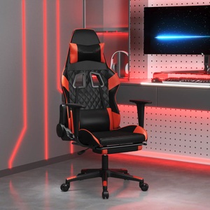 vidaXL, vidaXL Gaming-Stuhl mit Massage & Fußstütze Schwarz & Rot Kunstleder, vidaXL Gaming-Stuhl mit Massage & Fußstütze Schwarz & Rot Kunstleder