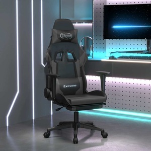 vidaXL, vidaXL Gaming-Stuhl mit Massage & Fußstütze Schwarz & Grau Kunstleder, vidaXL Gaming-Stuhl mit Massage & Fußstütze Schwarz & Grau Kunstleder