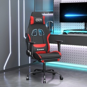 vidaXL, vidaXL Gaming-Stuhl mit Massage & Fußstütze Schwarz und Rot Stoff, vidaXL Gaming-Stuhl mit Massage & Fußstütze Schwarz und Rot Stoff