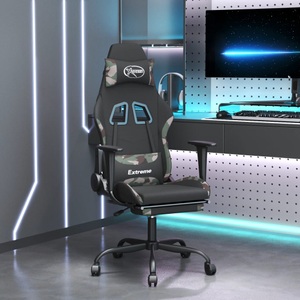vidaXL, vidaXL Gaming-Stuhl mit Massage & Fußstütze Schwarz Camouflage Stoff, vidaXL Gaming-Stuhl mit Massage & Fußstütze Schwarz Camouflage Stoff