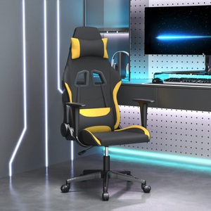 vidaXL, vidaXL Gaming-Stuhl mit Massagefunktion Schwarz und Gelb Stoff, 