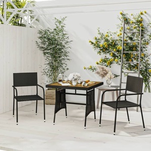vidaXL, vidaXL 3-tlg. Garten-Essgruppe Poly Rattan Schwarz