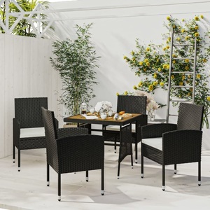 vidaXL, vidaXL 5-tlg. Garten-Essgruppe Poly Rattan Schwarz