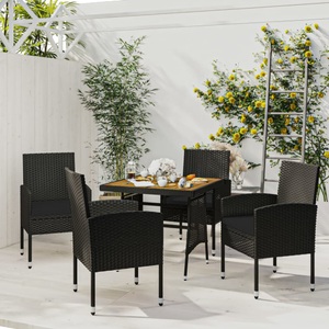 vidaXL, vidaXL 5-tlg. Garten-Essgruppe Poly Rattan Schwarz, 