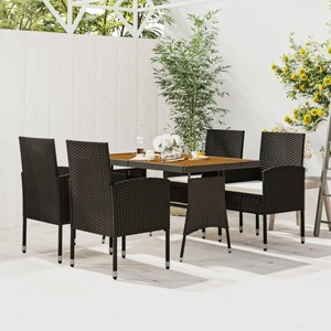 vidaXL, vidaXL 5-tlg. Garten-Essgruppe Poly Rattan Schwarz