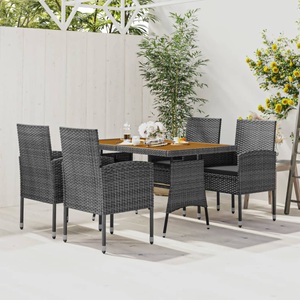 vidaXL, vidaXL 5-tlg. Garten-Essgruppe Poly Rattan Grau, 
