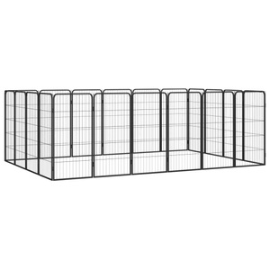 vidaXL, vidaXL 20-tlg. Hundelaufstall Schwarz 50x100cm Stahl Pulverbeschichtet, vidaXL 20-tlg. Hundelaufstall Schwarz 50x100cm Stahl Pulverbeschichtet