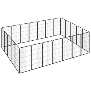 vidaXL, vidaXL 24-tlg. Hundelaufstall Schwarz 50x100cm Stahl Pulverbeschichtet