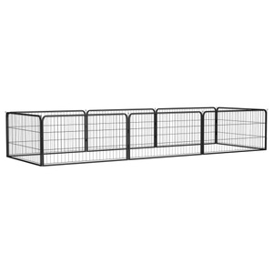 vidaXL, vidaXL 8-tlg. Hundelaufstall Schwarz 100x50 cm Stahl Pulverbeschichtet