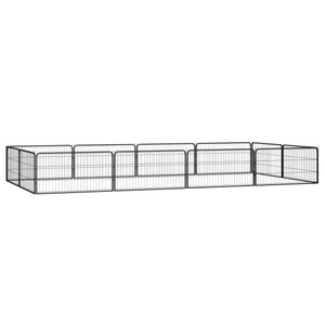 vidaXL, vidaXL 12-tlg. Hundelaufstall Schwarz 100x50cm Stahl Pulverbeschichtet