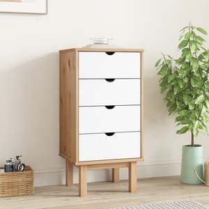 vidaXL, vidaXL Schubladenschrank OTTA Braun&Weiß 46x39,5x90 cm Massivholz, vidaXL Schubladenschrank OTTA Braun&Weiß 46x39,5x90 cm Massivholz
