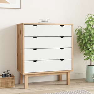 vidaXL, vidaXL Schubladenschrank OTTA Braun&Weiß 76,5x39,5x90 cm Massivholz, vidaXL Schubladenschrank OTTA Braun&Weiß 76,5x39,5x90 cm Massivholz