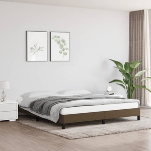 vidaXL, vidaXL Bettgestell Dunkelbraun 160x200 cm Stoff, vidaXL Bettgestell ohne Matratze Dunkelbraun 160x200 cm Stoff