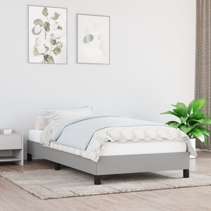 vidaXL, vidaXL Bettgestell Hellgrau 90x200 cm Stoff, vidaXL Bettgestell ohne Matratze Hellgrau 90x200 cm Stoff