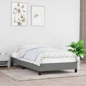 vidaXL, vidaXL Bettgestell Dunkelgrau 90x200 cm Stoff, vidaXL Bettgestell ohne Matratze Dunkelgrau 90x200 cm Stoff