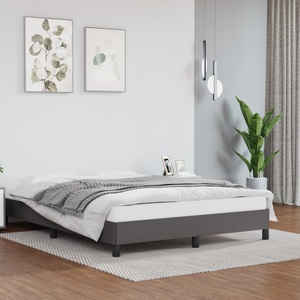 vidaXL, vidaXL Bettgestell Grau 140x190 cm Kunstleder
