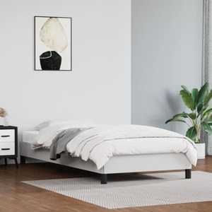 vidaXL, vidaXL Bettgestell Weiß 90x200 cm Kunstleder, vidaXL Bettgestell Weiß 90x200 cm Kunstleder